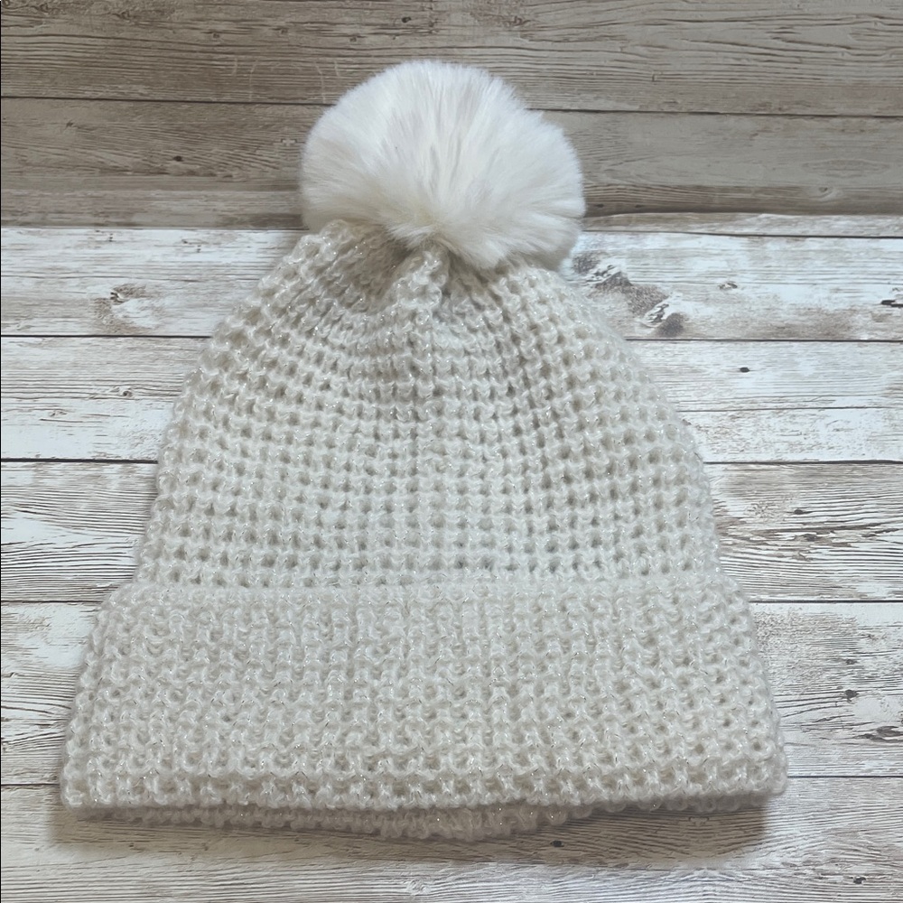 Style‎ & Co. Ivory Knit Pom-Pom Hat